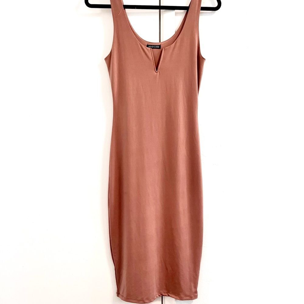 Mind Code Nude Bodycon Midi Dress Medium **See